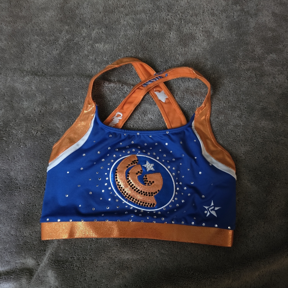 Rebel Athletic Vibrant Blue and Orange Crop Top with Star Design Size A XS